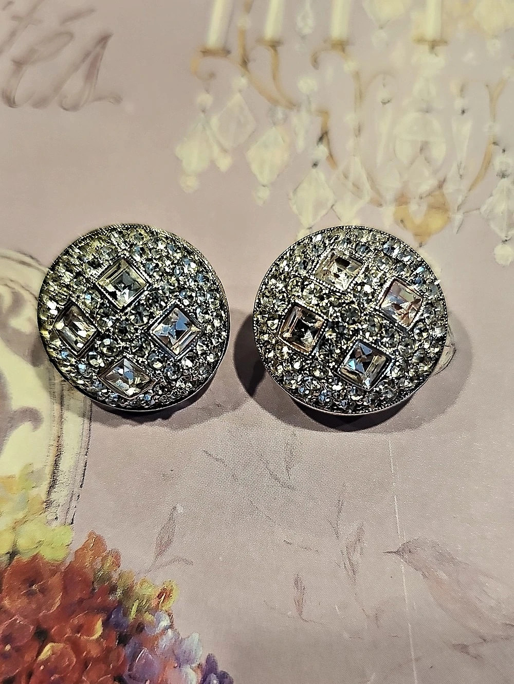 Joan Rivers Rhinestone Clip-On Earrings in Silver